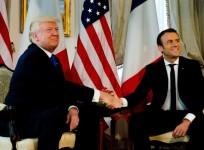 Donald Trump finally meets his hand shake match In Emmanuel Macron