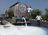 Ryots spill milk in Maharashtra
