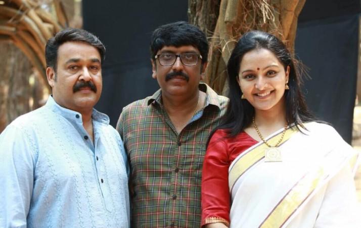 Mohanlal, B Unnikrishnan and Manju Warrier in the shooting location of Villain. Mohanlal, Manju Warrier, B Unnikrishnan, Villain