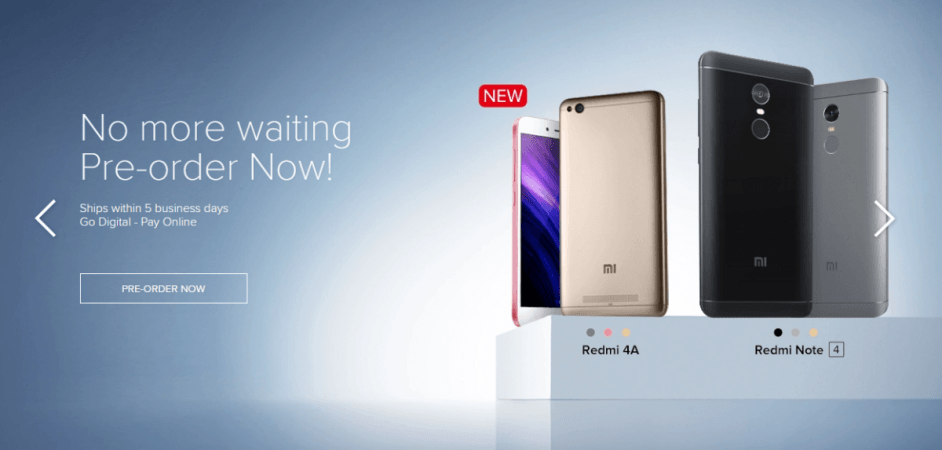 Xiaomi Redmi Note 4 and Redmi 4A preorders
