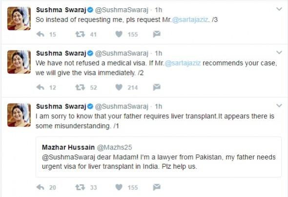 Sushma tweets back to Pakistani lawyer