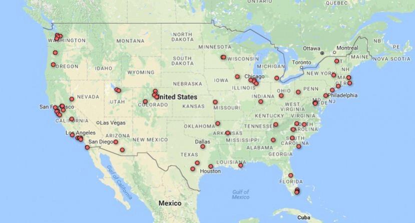 In picture: The cities that the Climate Mayors represent. Climate Mayors
