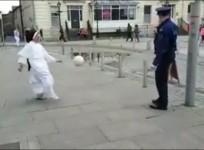 Police officer plays divine game of football with Irish nun