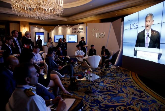 Delegates listen to a live telecast of U.S. Secretary of Defense James Mattis speaking at the 16th IISS Shangri-La Dialogue in Singapore June 3, 2017. 16th Shangri-La Dialogue, International Institute for Strategic Studies, Singapore terror threat, global terror attacks, James Mattis, 16th sld,