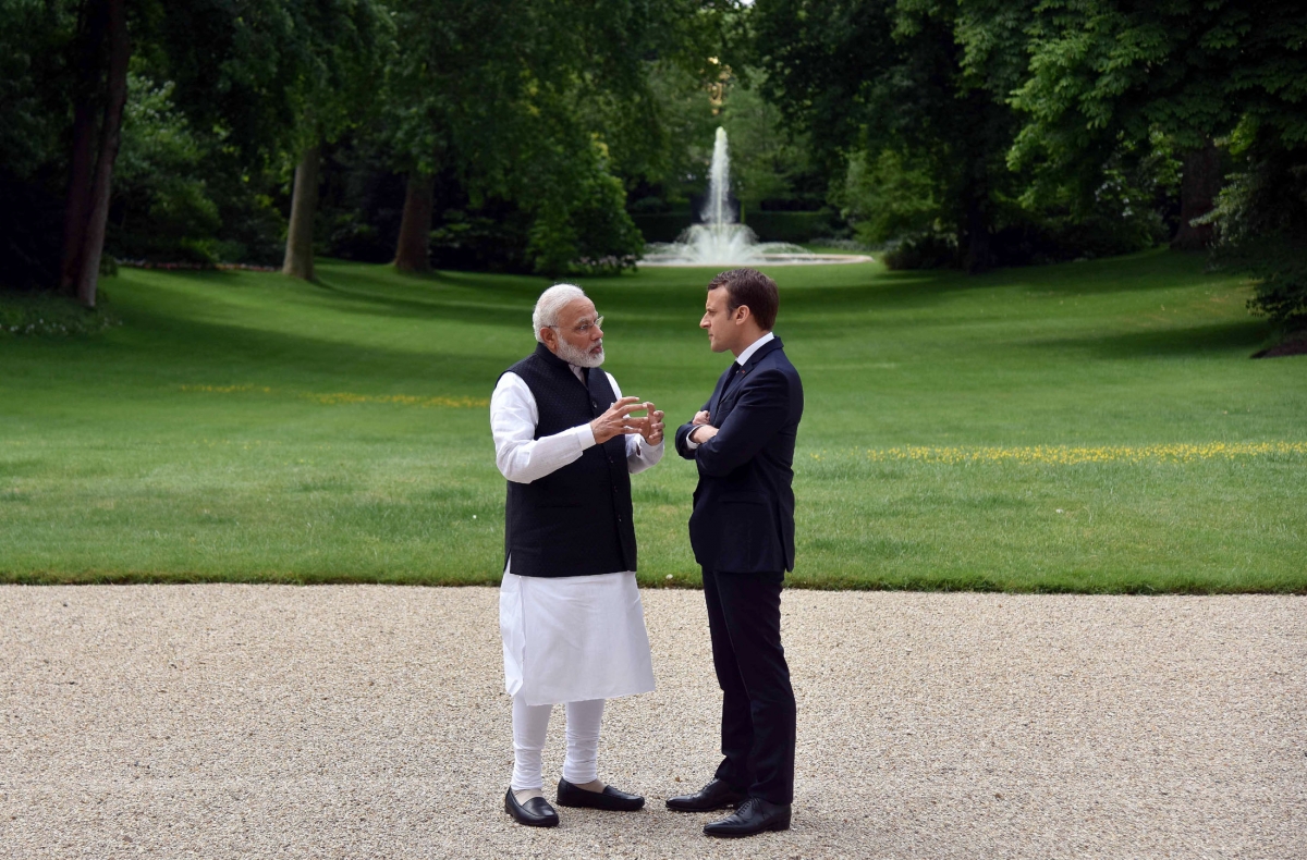 pm narendra modi, modi in france, modi news, pm modi news, french president Emmanuel Macron, modi 4 nation visit