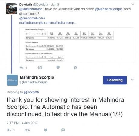 Mahindra Scorpio AT discontinued Mahindra Scorpio , Mahindra Scorpio AT, Mahindra Scorpio AT discontinued