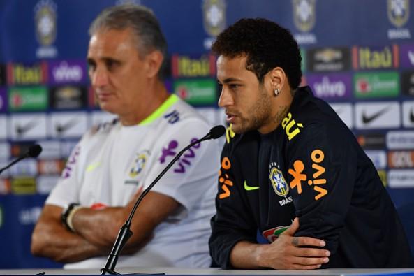 Neymar with Brazil coach Tite neymar