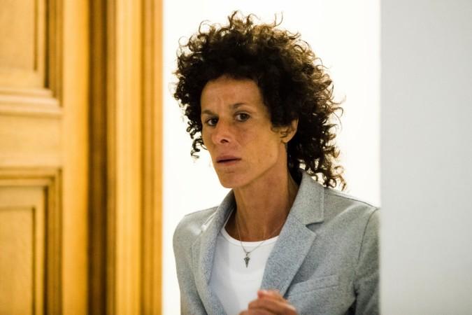Andrea Constand walks from the courtroom after testifying at Bill Cosby's sexual assault trial at the Montgomery County Courthouse in Norristown, Pennsylvania. Andrea Constand