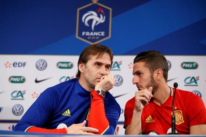 Julen Lopetegui and Koke. Spain, Colombia, Spain vs Colombia, Friendly football match, Julen Lopetegui, Jose Pekerman