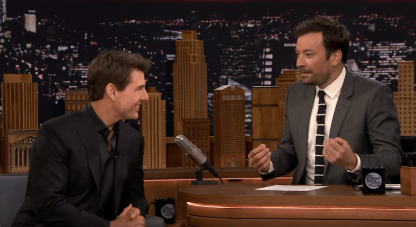 A still from the episode of Tonight Show Starring Jimmy Fallon Tom Cruise Jimmy Fallom