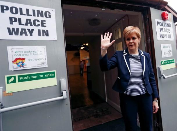 Nicola Sturgeon, First Minister of Scotland, waves after voting in Glasgow, Britain June 8, 2017 Nicola Sturgeon