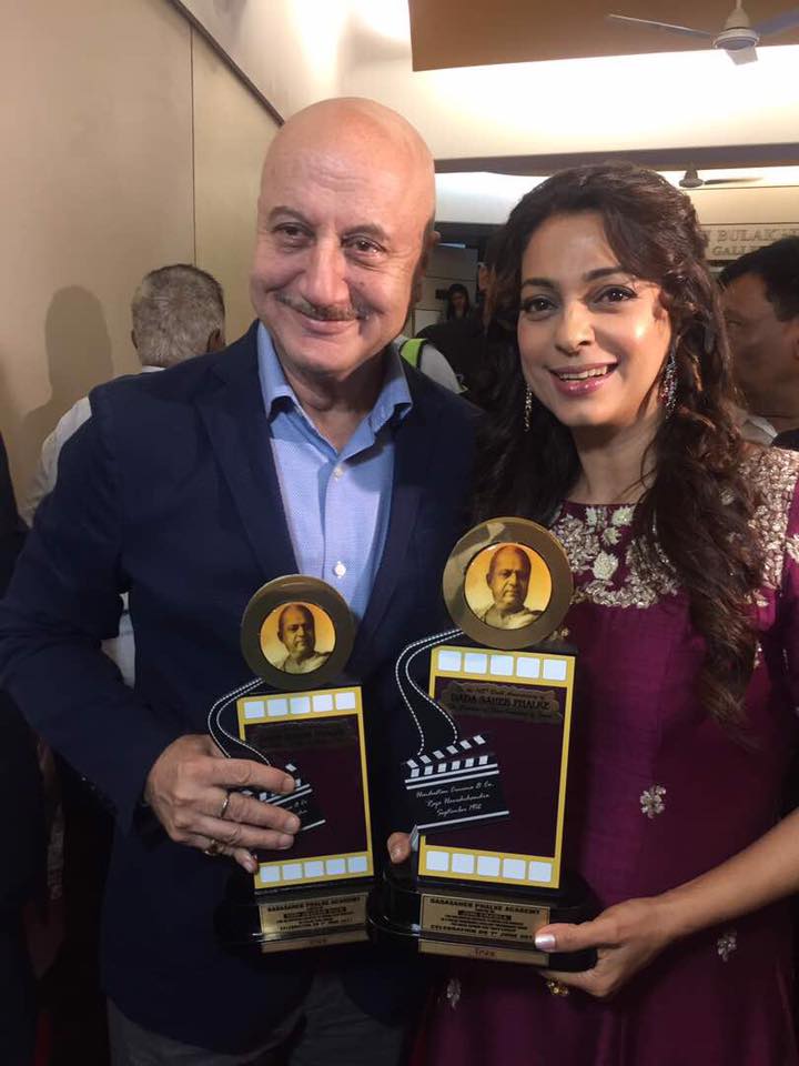Juhi Chawla and Anupam Kher after winning Dadasaheb Phalke Award Juhi Chawla