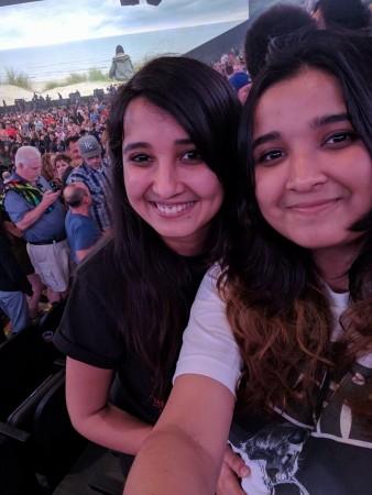 Sayantani Ghosh (left) at the Roger Waters concert in Kansas City on May 26 pink floyd
