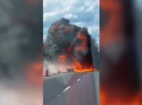 Video shows truck engulfed in fireball after hitting guard rail