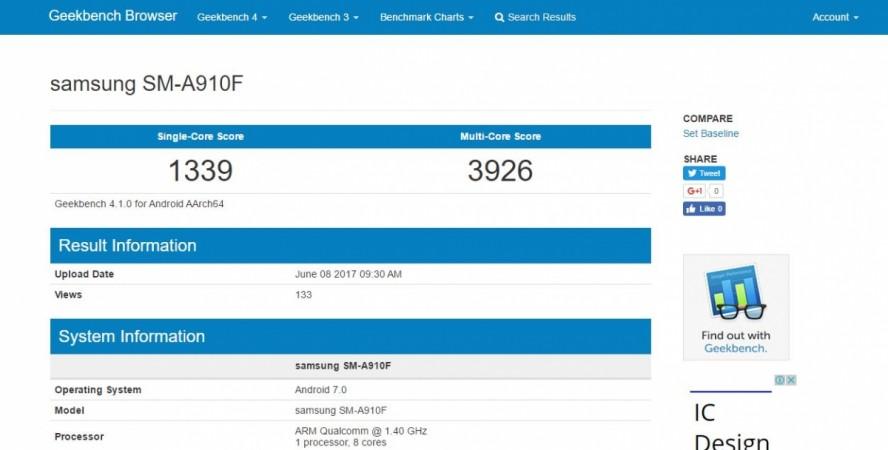 Samsung Galaxy A9 Pro spotted on Geekbench running Android Nougat Samsung, Galaxy A9 Pro, Geekbench, Android Nougat