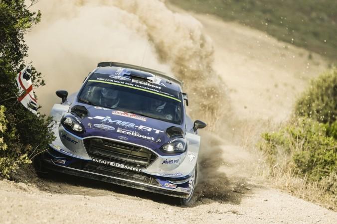 Ott Tanak driving his Ford Fiesta during Rally Italia Sardegna Ott Tanak