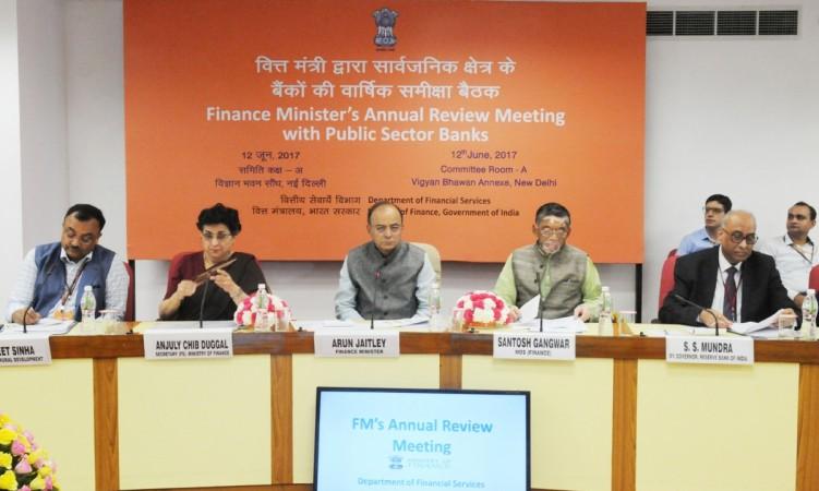 Arun Jaitley chairing the Meeting of the CMDs/CEOs of public sector banks to review their performance, in New Delhi on June 12, 2017. arun jaitley, banks annual review meeting, bank npas, psu bank chiefs meet jaitley, modi govt