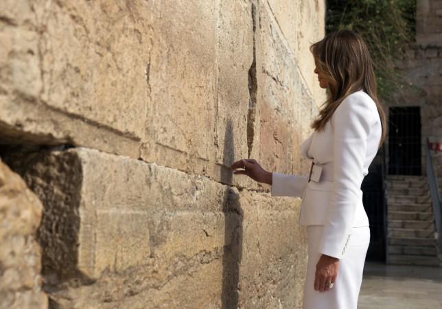 US First Lady Melania Trump visits the Western Wall, the holiest site where Jews can pray, in Jerusalems Old City on May 22, 2017. Melania Trump at Western Wall
