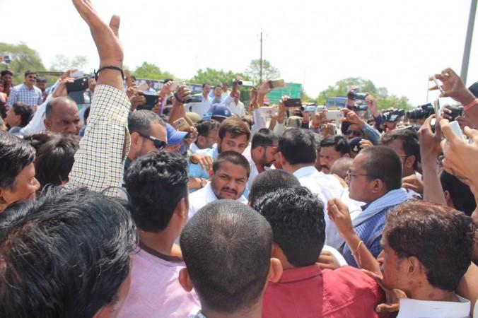 In picture: Hardik Patel (centre) tries to make his way to Mandsaur in Madhya Pradesh on Tuesday, June 13, 2017. Hardik Patel