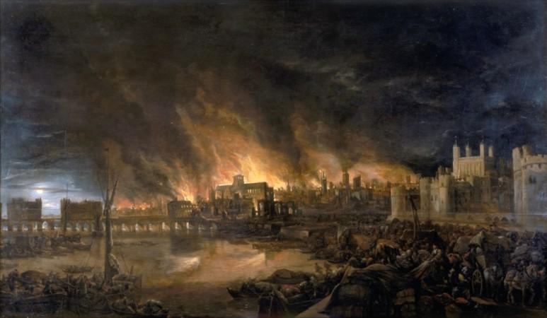Artist's impression of Great fire of London The great fire of London