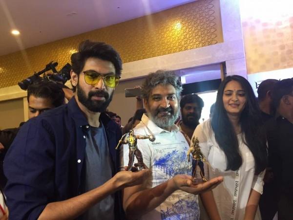 Rajamouli, Rana and Anushka at Baahubali toys launch Rajamouli, Rana and Anushka at Baahubali toys launch