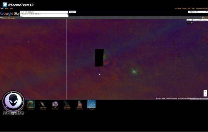 Google Sky blocks the particular spot in which the mysterious object exists. nasa, Google, ufo, cover up, weird, alien,