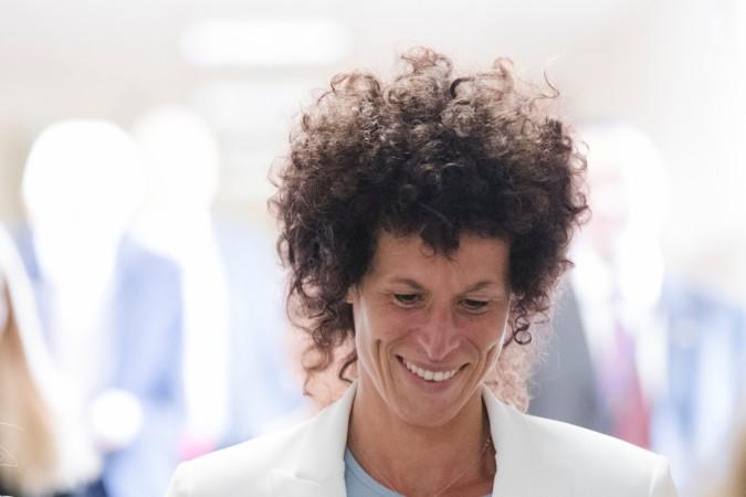 Andrea Constand walks to the courtroom at the Montgomery County Courthouse as the jury deliberates Bill Cosby's sexual assault trial in Norristown, Pennsylvania. Andrea Constand