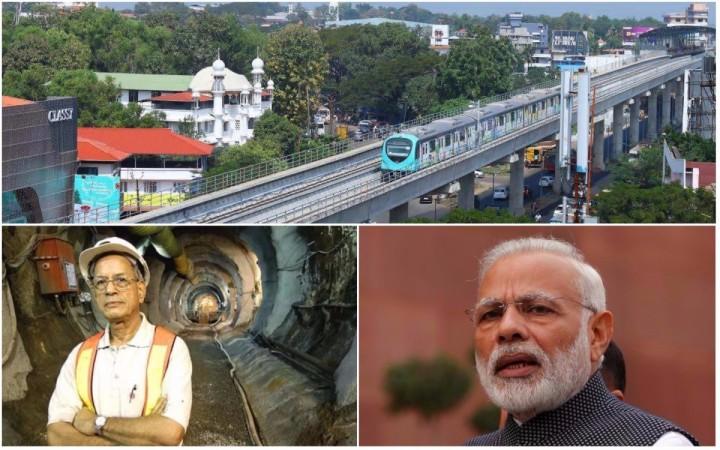 Kochi Metro inauguration: Sreedharan (left), PM Modi Kochi metro, metro man, e sreedharan, narendra modi