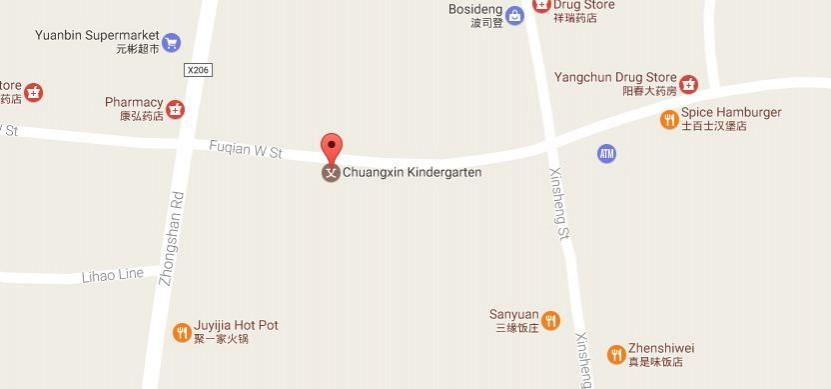 Map of the site of the blast China Kindergarten Blast