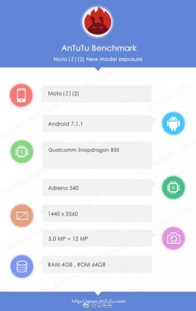 Moto Z2 appears on AnTuTu benchmark. Moto Z2