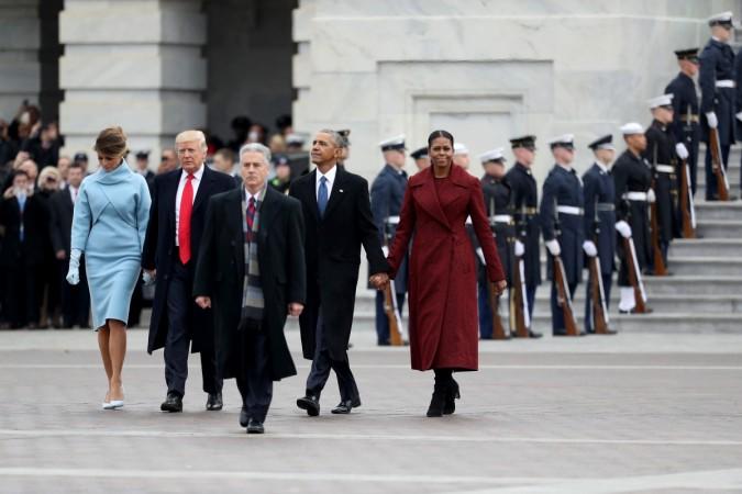 President Donald Trump and former president Barack Obama leave the U.S. Capitol with First Lady Melania Trump and Michelle Obama on January 20, 2017 in Washington, DC donald trump, trump cuba policy, obama cuba policy, trump administration, trumponomics, cuba us relations