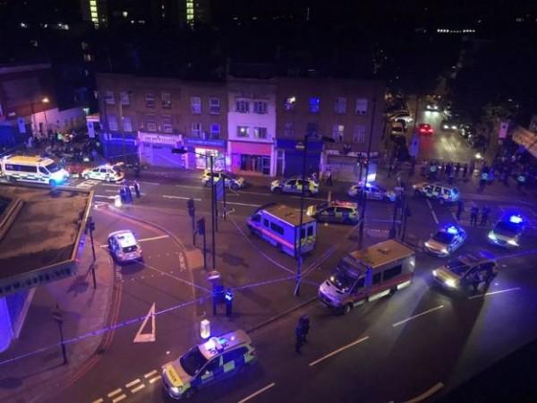 Police officers attend to the scene after a vehicle collided with pedestrians in the Finsbury Park neighbourhood of North London, Britain Finsbury park attack