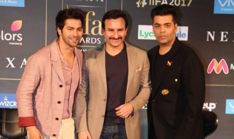 Varun Dhawan, Saif Ali Khan and Karan Johar at IIFA 2017 press conference IIFA 2017 press conference