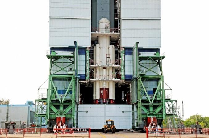 Fully integrated core stage along with strap-ons of PSLV-C38 inside Mobile Service Tower PSLV-C38 ISRO