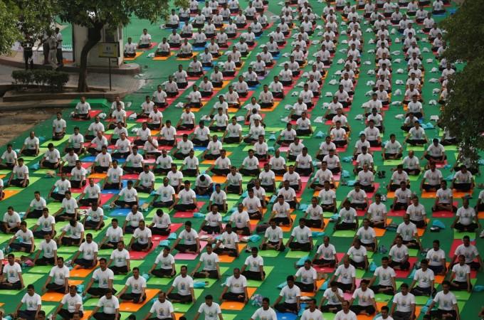 People doing Yoga on International Yoga day