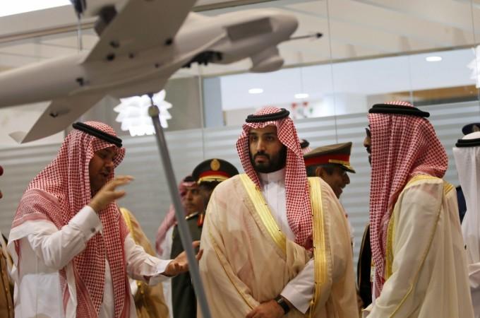 Saudi Defence Minister, Prince Mohammad bin Salman (C), visits the International Defence Exhibition and Conference (IDEX) in Abu Dhabi February 22, 2015. Saudi Defence Minister, Prince Mohammad bin Salman