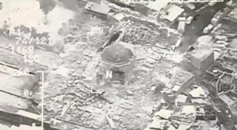In picture: A still image taken from video shows a close up of the the destroyed Grand al-Nuri Mosque of Mosul in Iraq, June 21, 2017. Mosul mosque