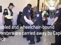 Police drag away protesters in wheelchairs from Mitch McConnells office