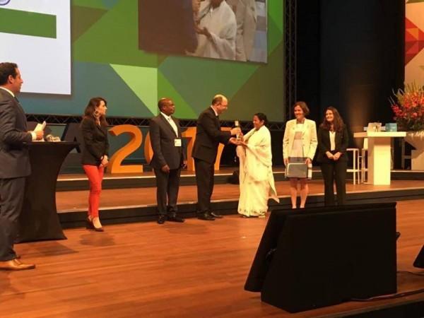 West Bengal chief minister Mamata Banerjee receives prize for Kanyashree at UN Public Service Awards Mamata receiving award for Kanyashree scheme