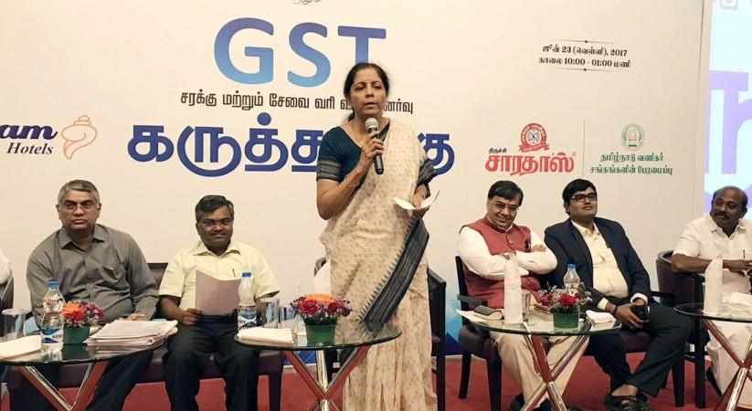 Minister of State for Commerce & Industry (Independent Charge) Nirmala Sitharaman along with CBEC officials participated in an interactive session on GST for Traders, CAs & Manufacturers in Tiruchirapalli of Tamil Nadu on June 23, 2017. gst, gst rates, nirmala sitharaman, gst 0 percent, gst tax exempt, gst council, gst registration, gst modi govt, gst special session of parliament