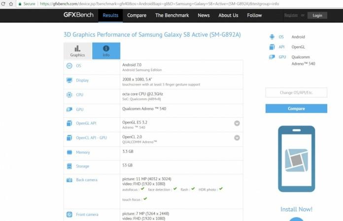 Samsung Galaxy S8 Active gets benchmarked ahead of launch; key specifications revealed Samsung, Galaxy S8 Active, AT&T, sale, GFXBench, key specifications,launch