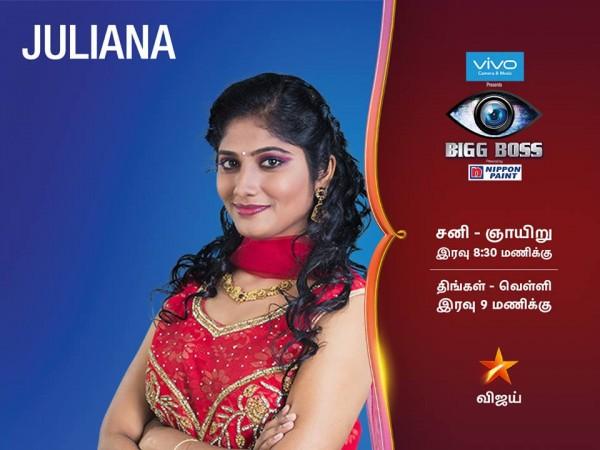 Juliana is one of the contestants in Bigg Boss Tamil, Juliana in Bigg Boss Tamil
