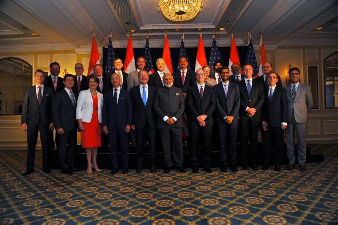In picture: Prime Minister Narendra Modi with the top 20 CEOs of US companies in Washington DC on Sunday, June 25, 2017. Prime Minister Narendra Modi