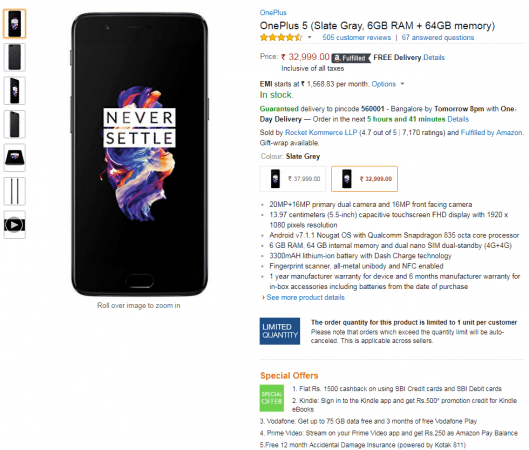 OnePlus 5 Amazon India offers