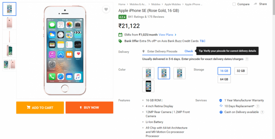 Flipkart offering exclusive discounts on iPhone SE units sold in India Apple iPhone SE
