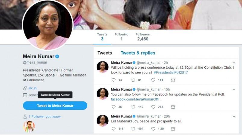 Meira Kumar begins her Twitter journey Meira Kumar Twitter Handle