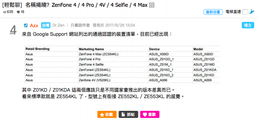 Asus ZenFone 4, 4 Max, 4 Selfie, 4 Pro and 4V release seems imminent Asus ZenFone 4 leaked internal document