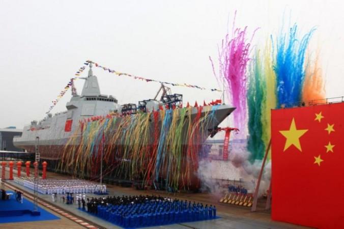 China's new type of domestically-built destroyer, a 10,000-tonne warship, is seen during its launching ceremony at the Jiangnan Shipyard in Shanghai, China China launches destroyer