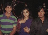 Old photo of Akshay Kumar, Tabu and Ajay Devgn