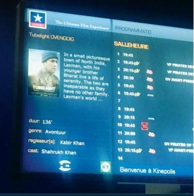 Screenshot of Tubelight being sold as Shah Rukh Khan movie in Brussels. Tubelight